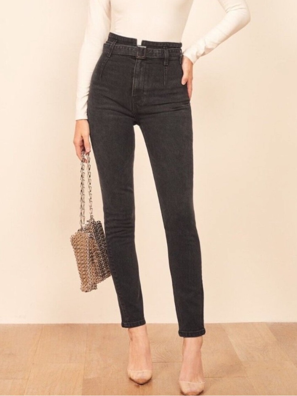 Reformation High-Rise Black Skinny Kayo Jeans